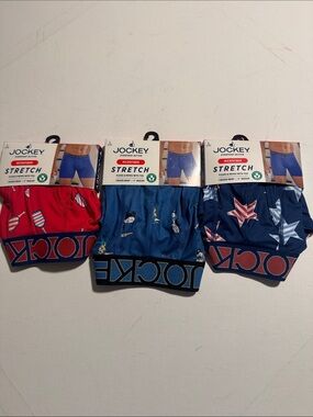 Jockey Boxer Briefs Mens Large 3 Pack Blue Red